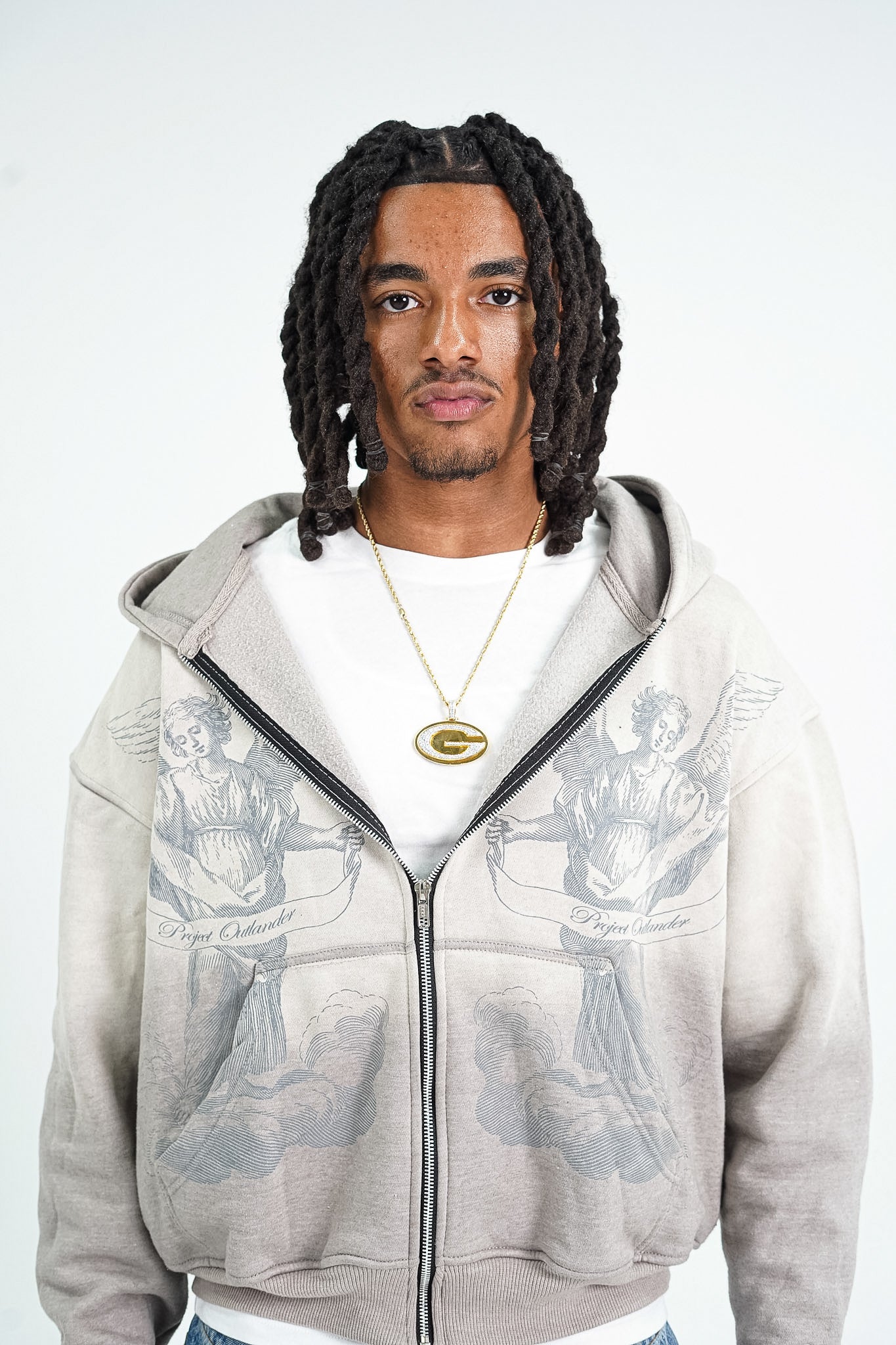 “GREY” Angel Statement Zip-Up