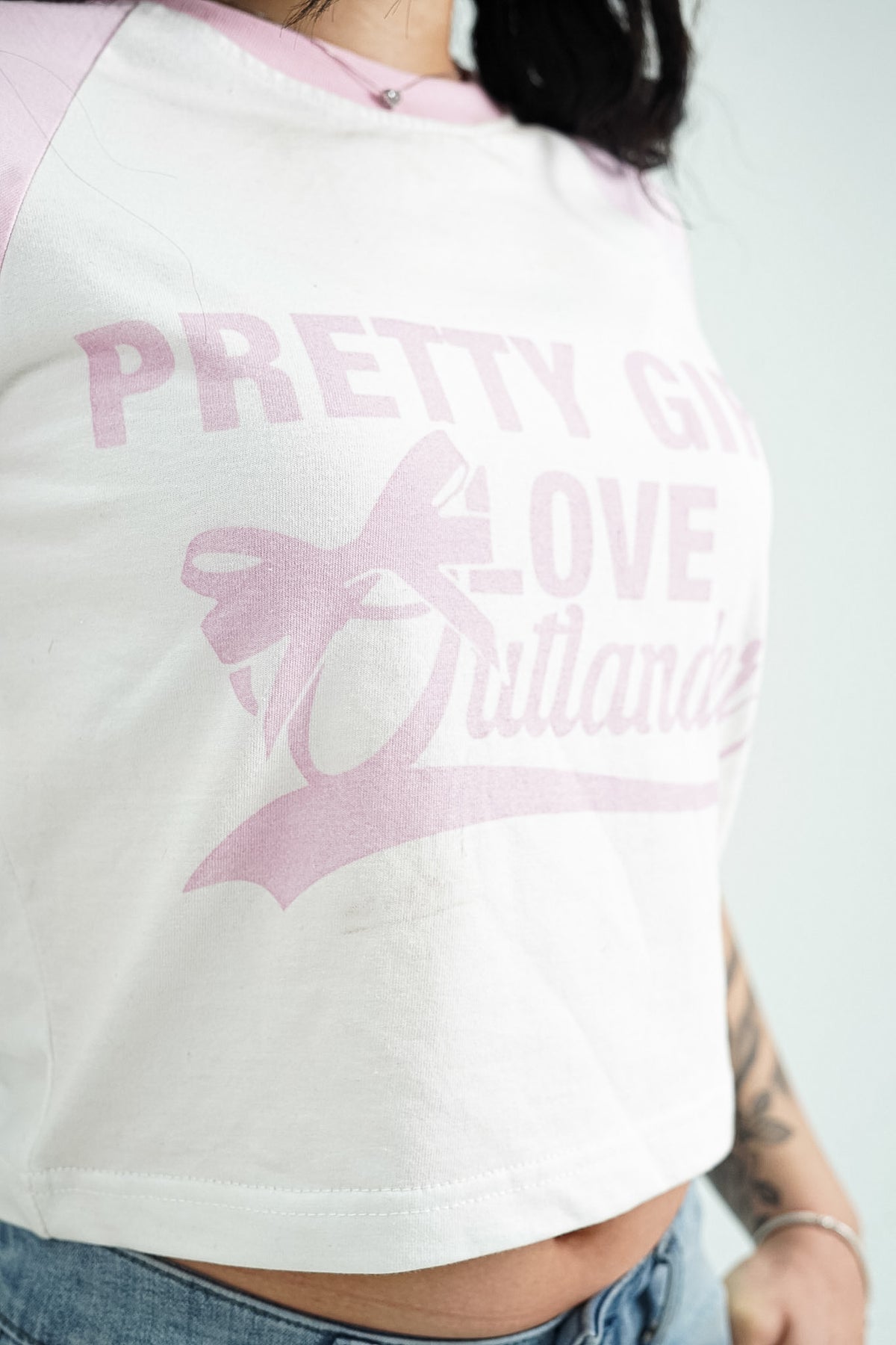 "PINK" PRETTY GIRL FEMALE CROP TEE
